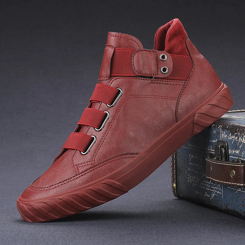 Retro High Top Men's Shoes Luxury Leather Casual Shoes Men British style Ankle Boots Comfortable Soft Men Sneakers New Moccasins