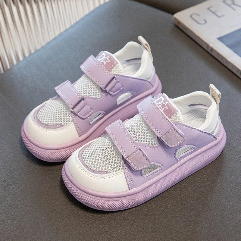 Oulylan Summer Hollowed Out Mesh Sneakers Fashion Children's Breathable Board Shoes Girls Casual Antiskid Running Footwear