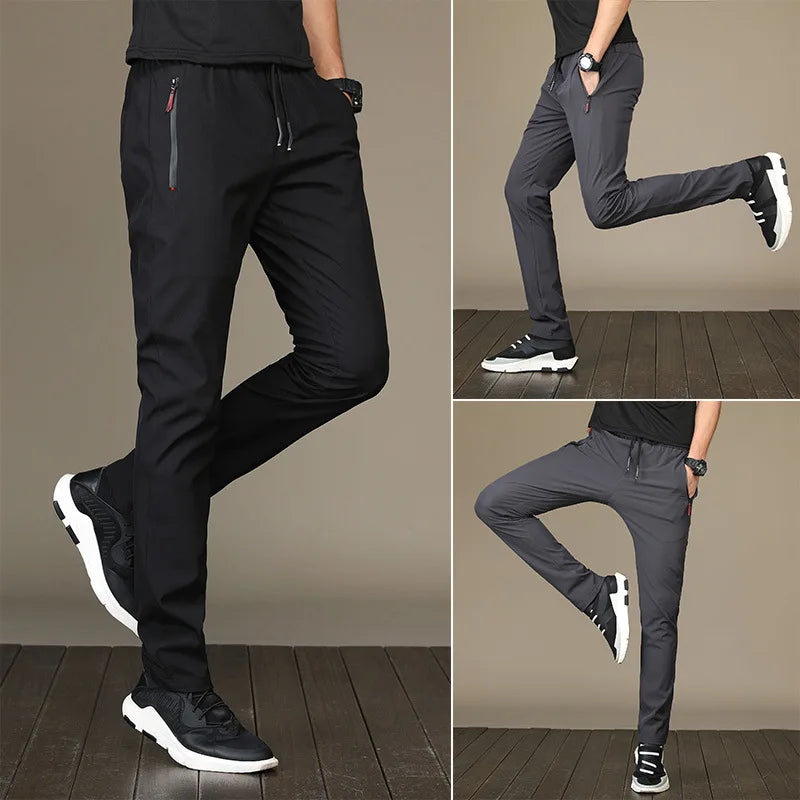 \Men Running Pants With Zipper Pockets Training Joggings Sports Trousers