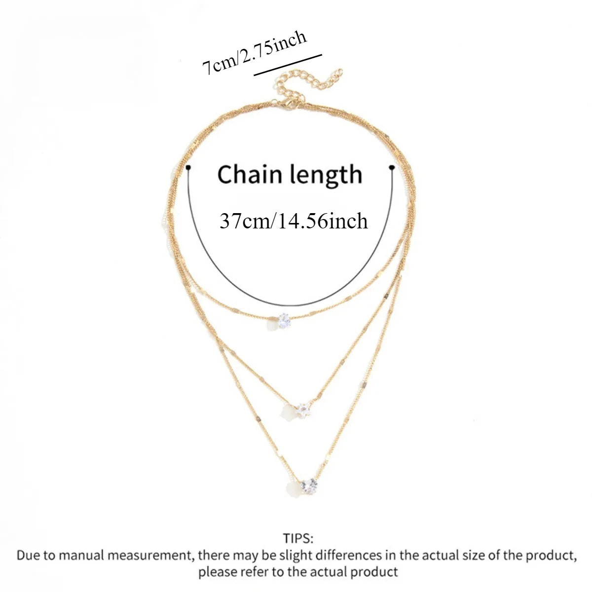 Star Heart Shape Water Drop Pendant Chain Necklace