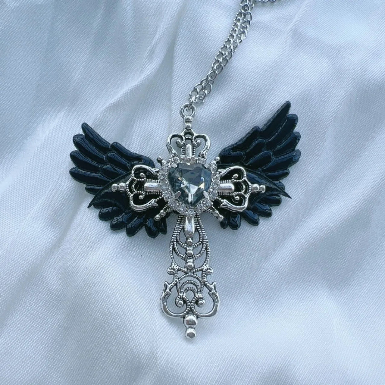 Accessory Wings Cross Pendant Necklace For Women
