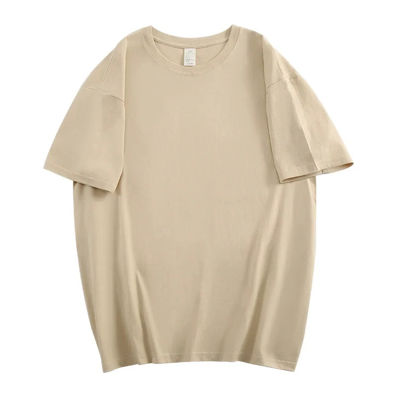 T-shirt unisexe 100 % coton pour hommes et femmes, ample, à manches courtes, décontracté, basique, col rond, couleur unie, respirant