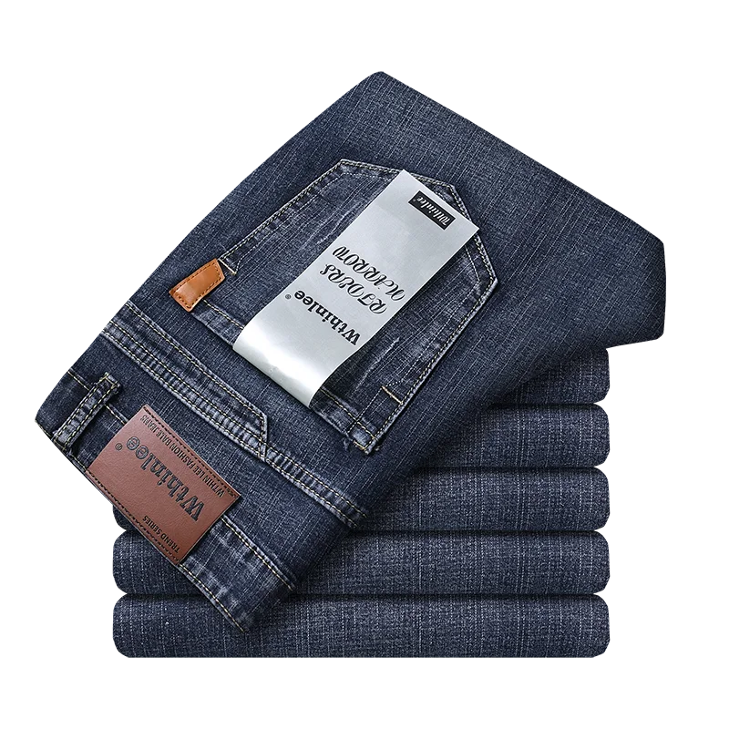 Spring Autumn 2025 Men's Smart Jeans Business Fashion Straight Regular Blue Stretch Denim Trousers Classic Men Plus Size 28-40