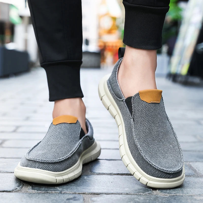 British Style Men Canvas Outdoor Casual Loafers Fashion Slip on Soft Flats Simple Comfy Handmade Driving Boat Shoe Designer Shoe
