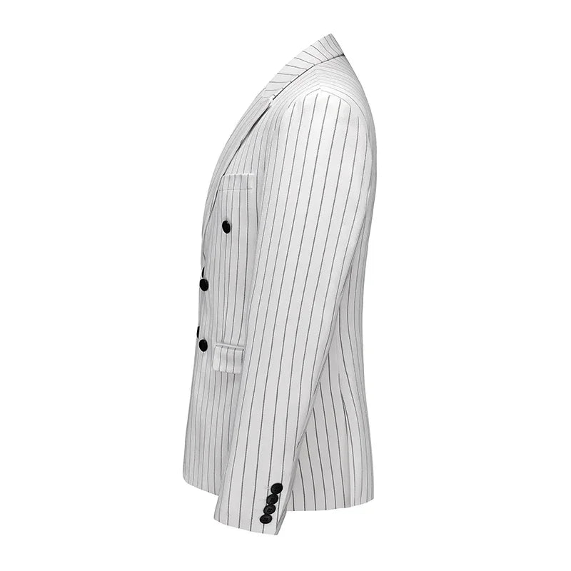 Fashion Men Double Breasted Striped Suit