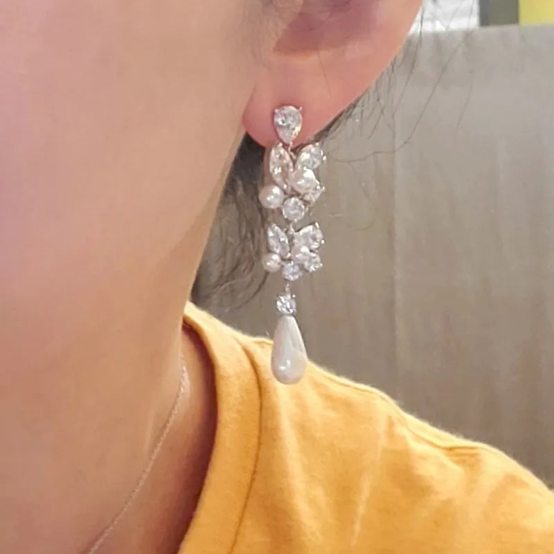 Aesthetic Bridal Imitation Pearl Dangle Earrings