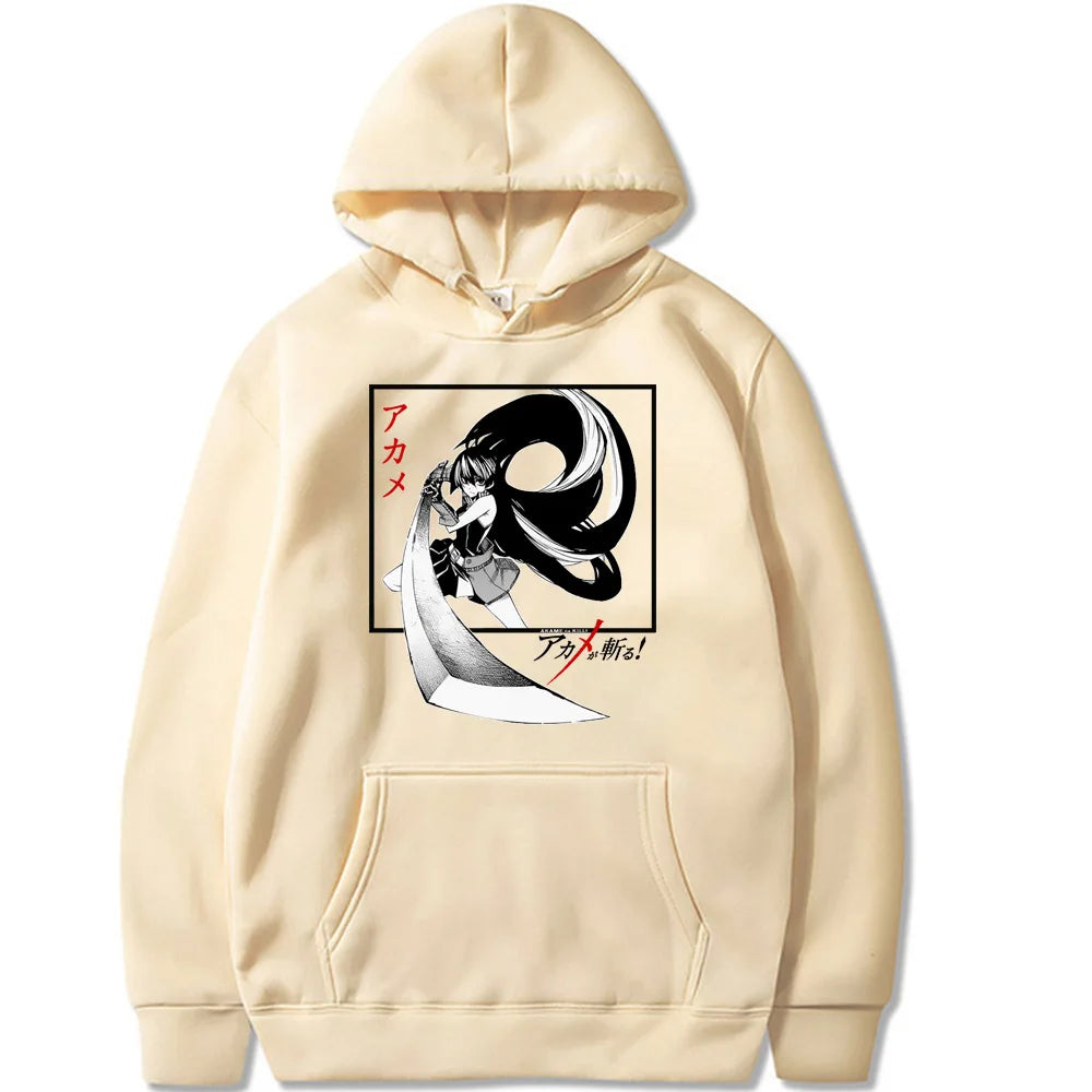 Akame Ga KILL Japanese Anime Hoodie Men's and Women's Harajuku Pullover Street Wear Unisex Autumn/Winter Plushed Brand Sweater