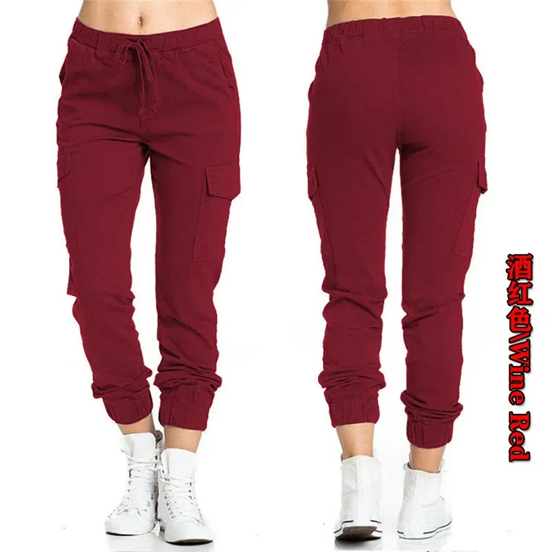 Women's Cargo Pants Multi-Pocket Drawstring Elastic Waist
