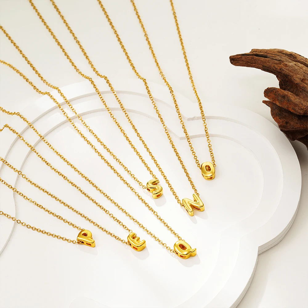 Bubble Initial A-Z Alphabet Mini Necklace for Women