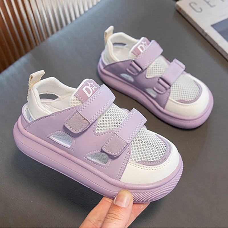 Oulylan Summer Hollowed Out Mesh Sneakers Fashion Children's Breathable Board Shoes Girls Casual Antiskid Running Footwear