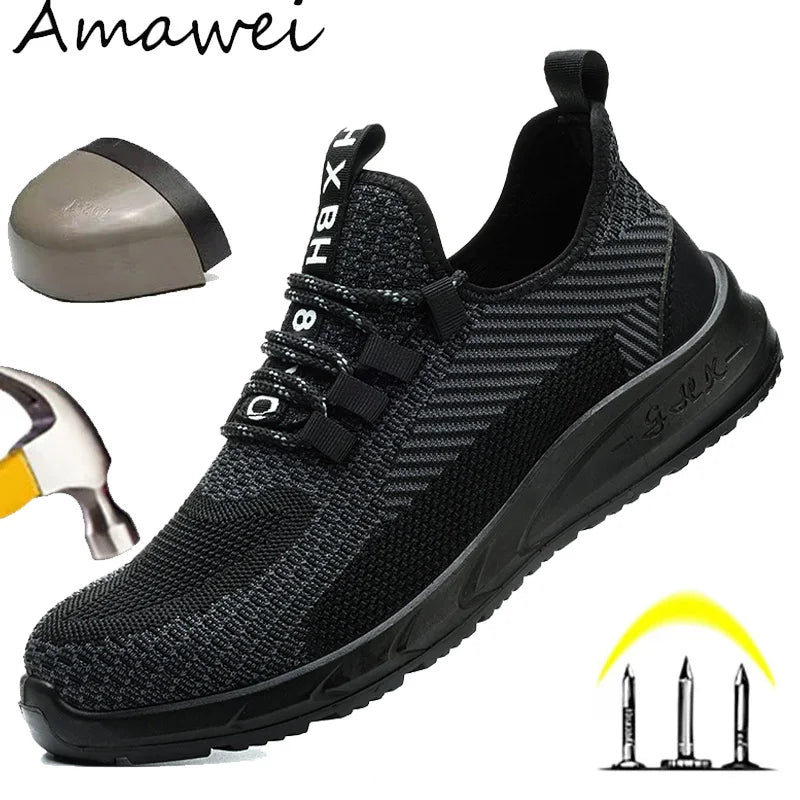 Men Steel Toe Work Shoes Lightweight Breathable Work Sneakers