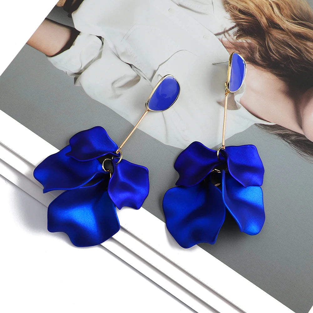 Romantic Sweet Acrylic Petal Long Dangle Drop Earrings For Women