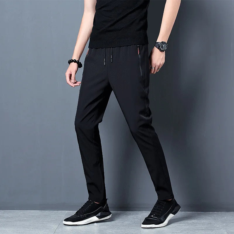 \Men Running Pants With Zipper Pockets Training Joggings Sports Trousers