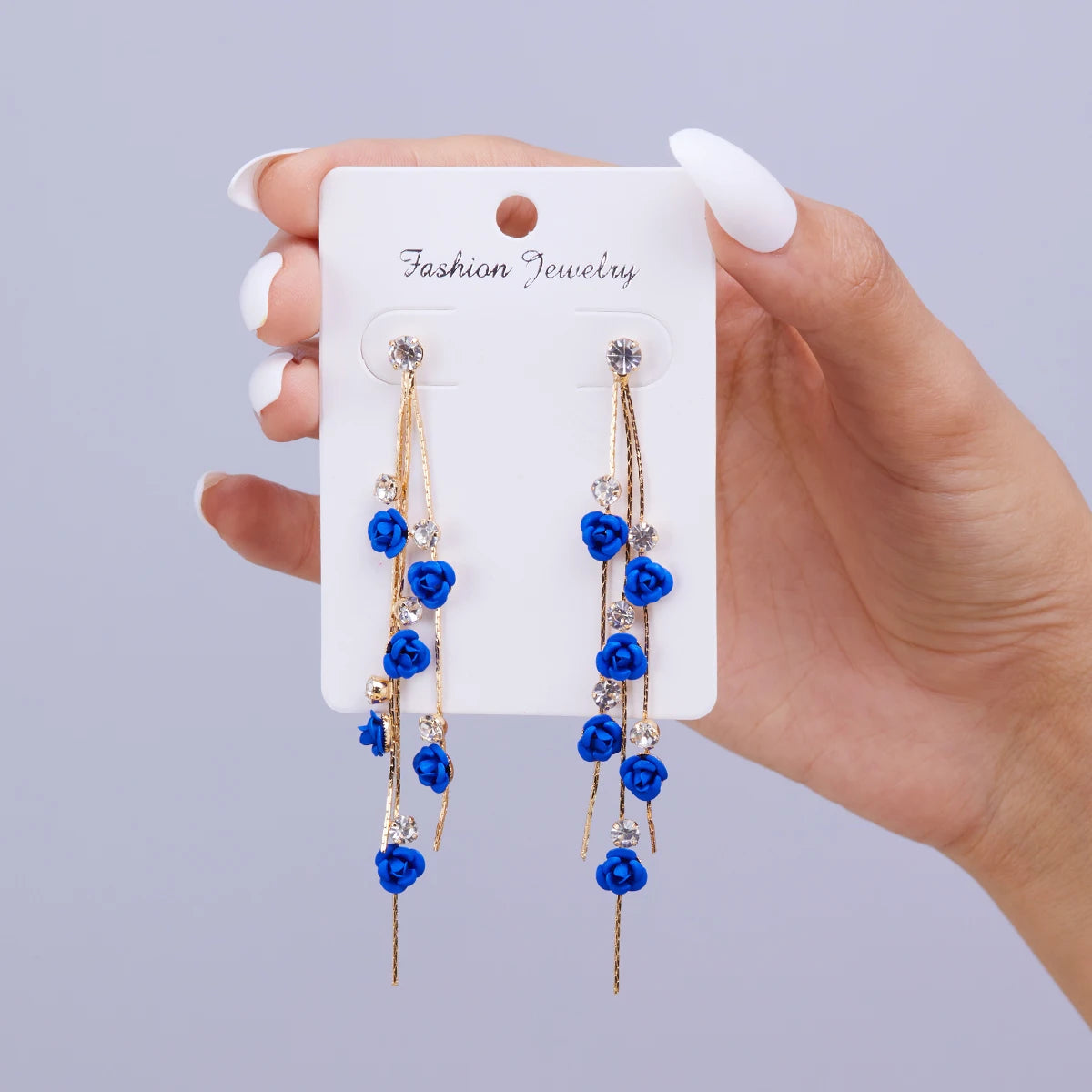 Rose Flower Long Tassel Dangle Earrings For Women