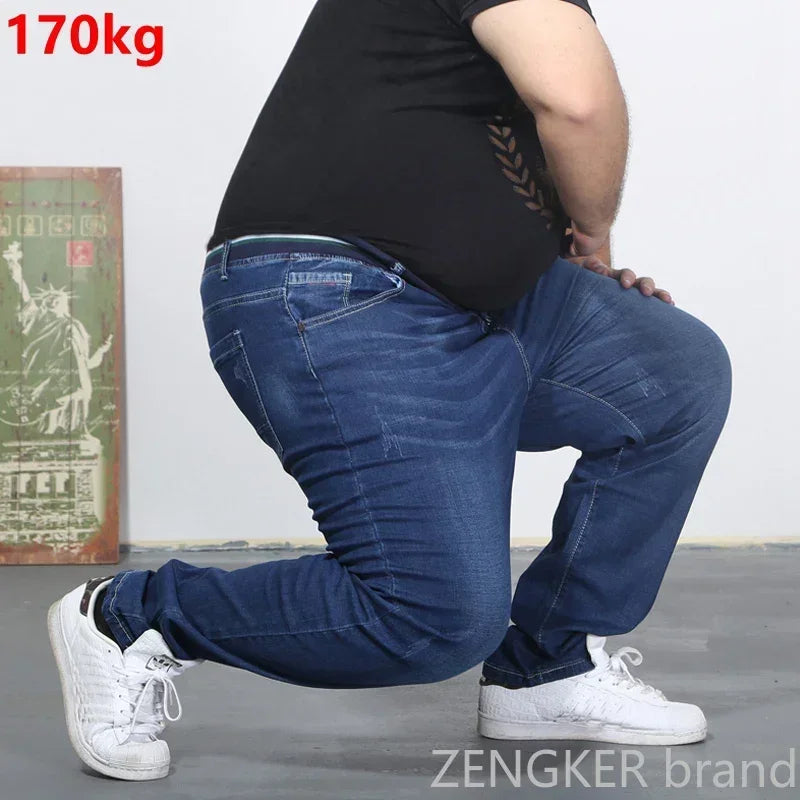 Oversized jeans 300 pounds extra large PANTS Big men 160kg thin Spring trousers High waist 8XL 60 big Szie 10XL men blue jeans