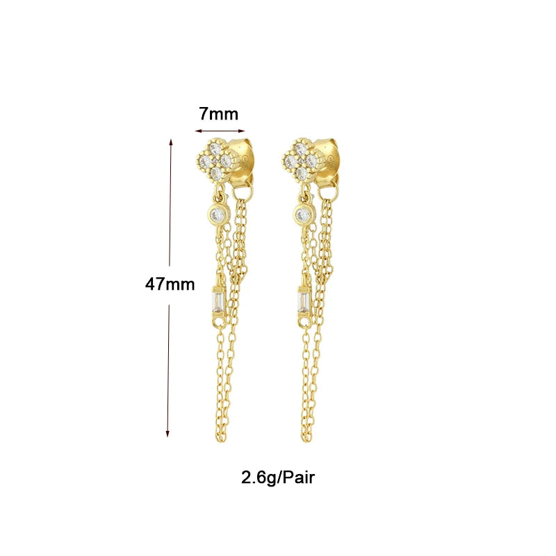 Gold Color Double Chain Dangle Earrings for Women