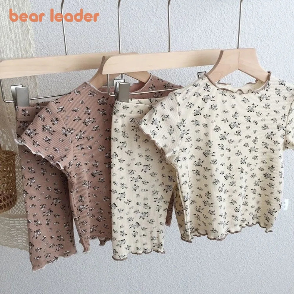 Bear Leader Short Sleeve Round Neck Top+Pants