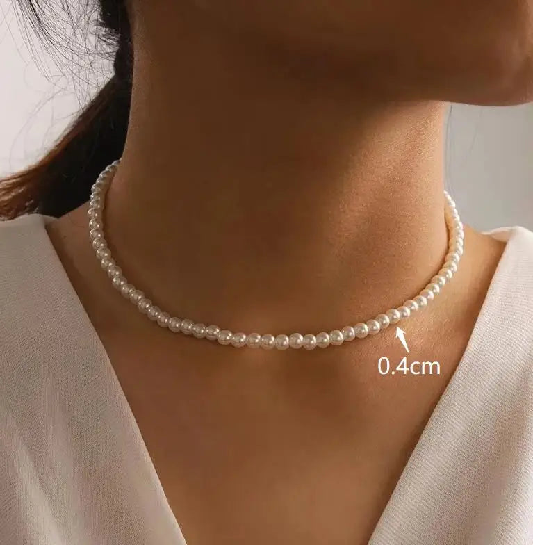 Simple Imitation Pearl Choker Necklace for Women