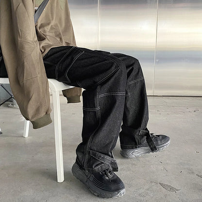 Cargo jeans mens Wide Leg Denim pants Loose Jeans