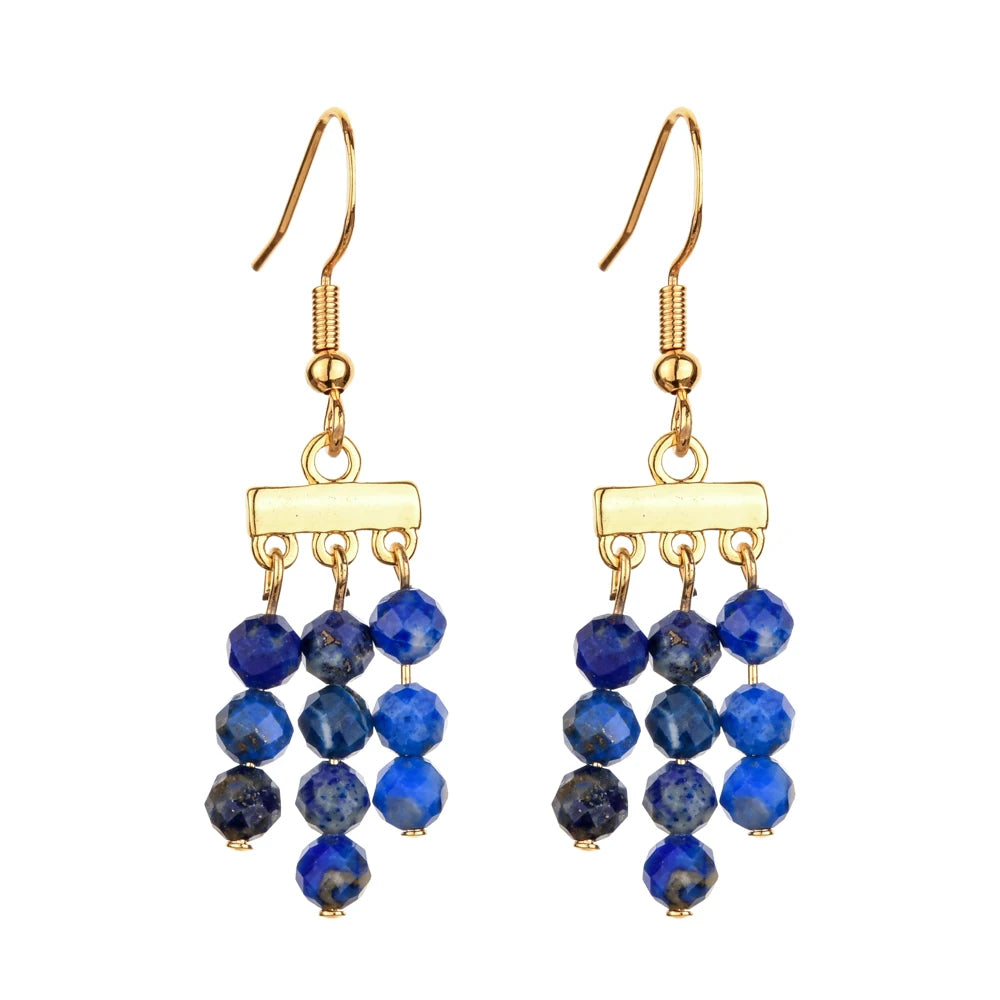 Natural Stone 3 Layer Drop Dangle Earrings for Women