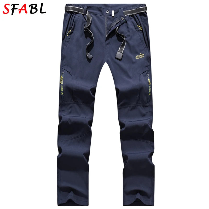 Quick Dry Hiking Pants Men Stretch Waterproof Tactical Pants Zipper Pockets