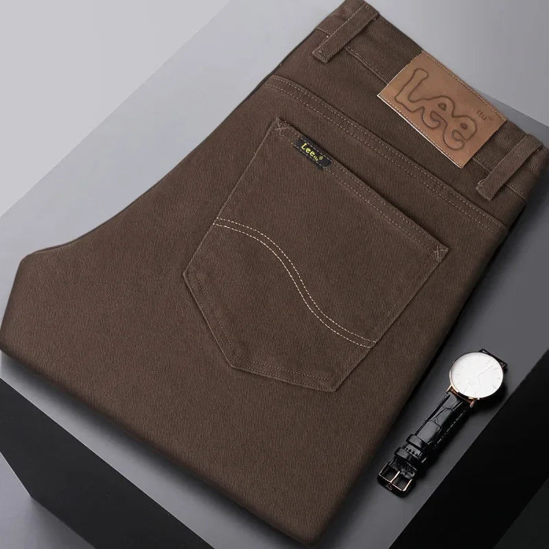 2024 Autumn/Winter New Men's Jeans Business Loose-Fit Straight-Leg High-Waist Cotton Casual Trendy Pants