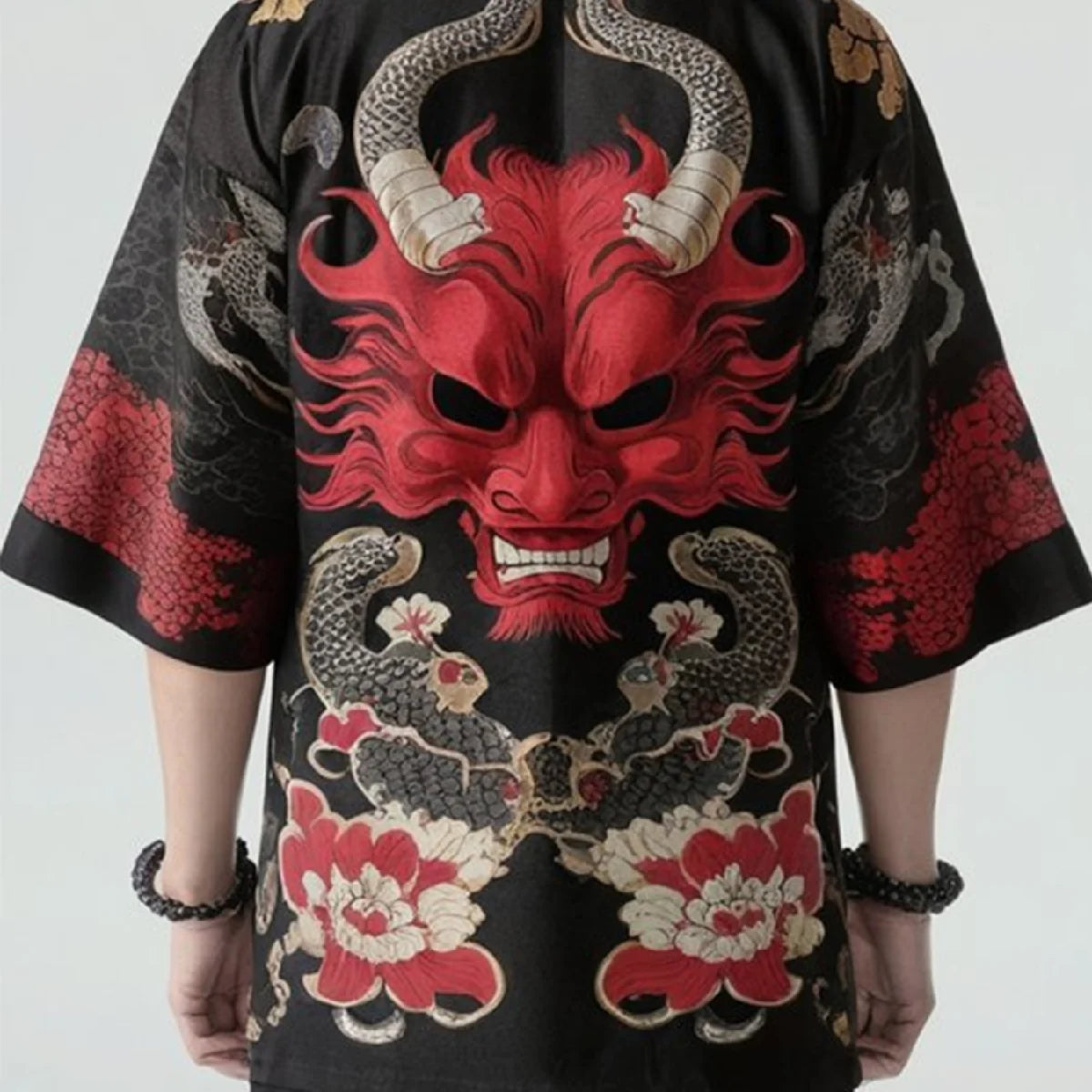 Demon Samurai Dragon Print Kimono Shirt Clothing Japanese Kimono Yukata Harajuku Cardigan for Men Traditional Haori Kimono Women