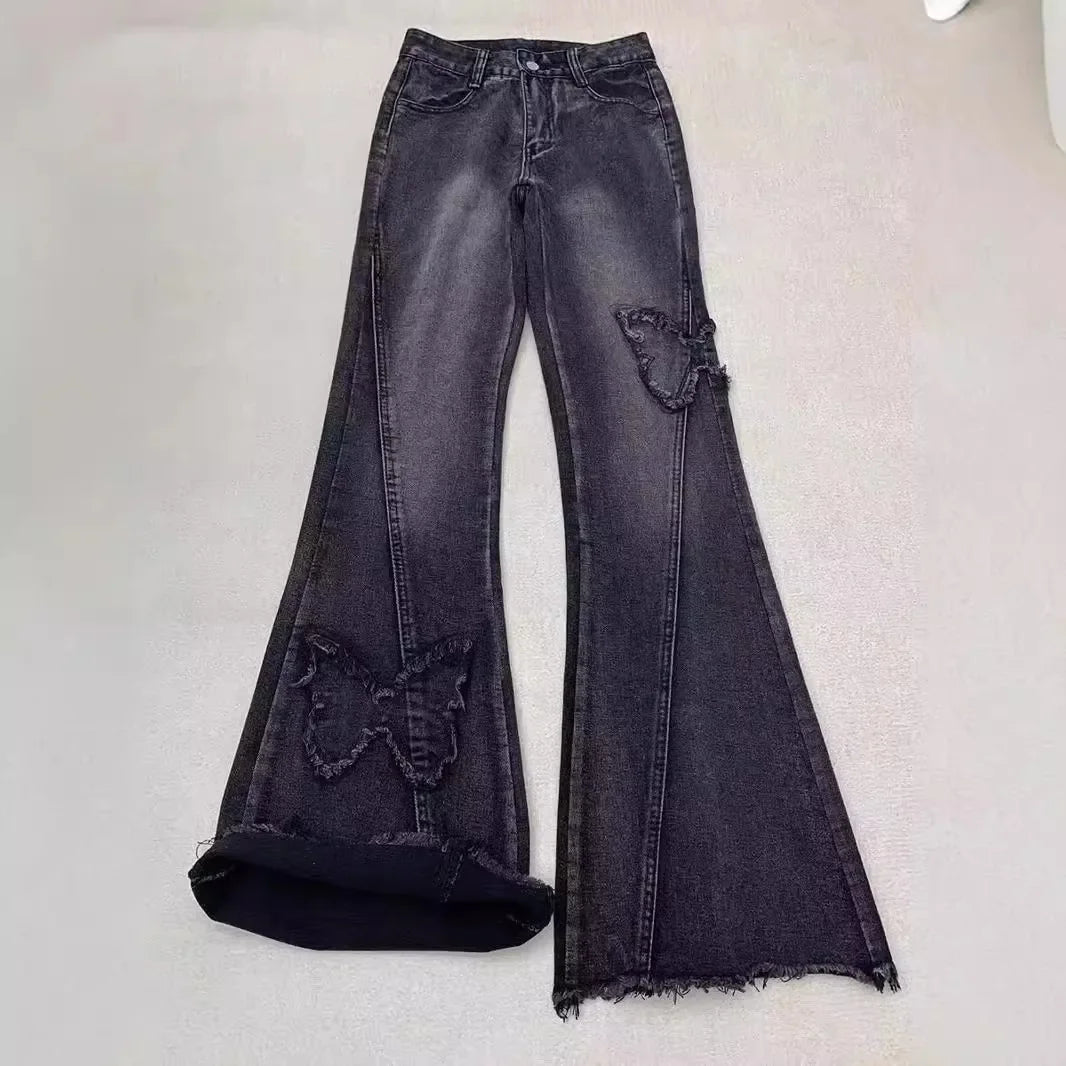 Pear-shaped Slimming High-waisted Jeans American Style Loose Fit Bootcut Pants For Women