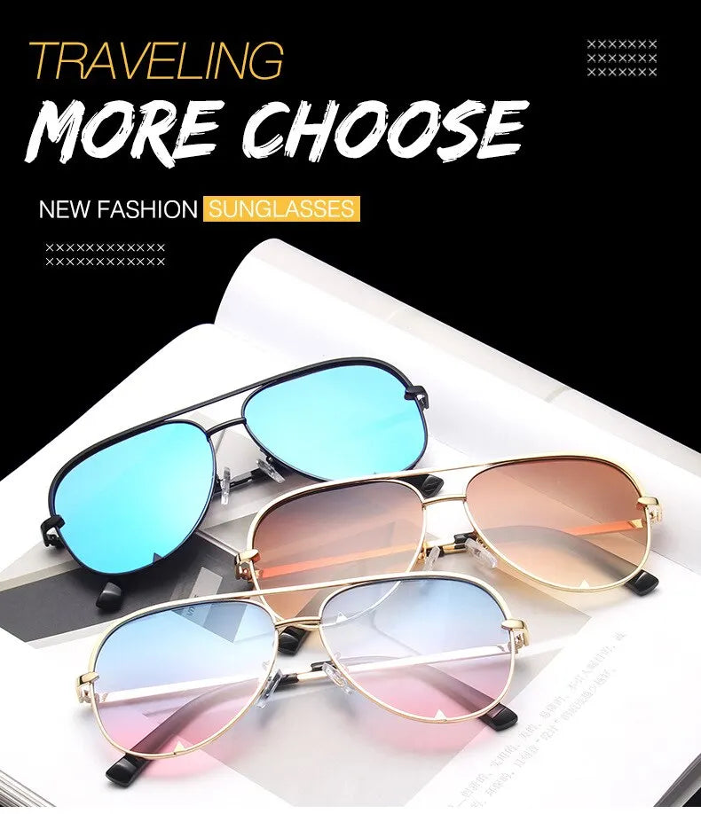 European And American Retro Style Double Beam Toad Mirror Men and Women Metal Sunglasses