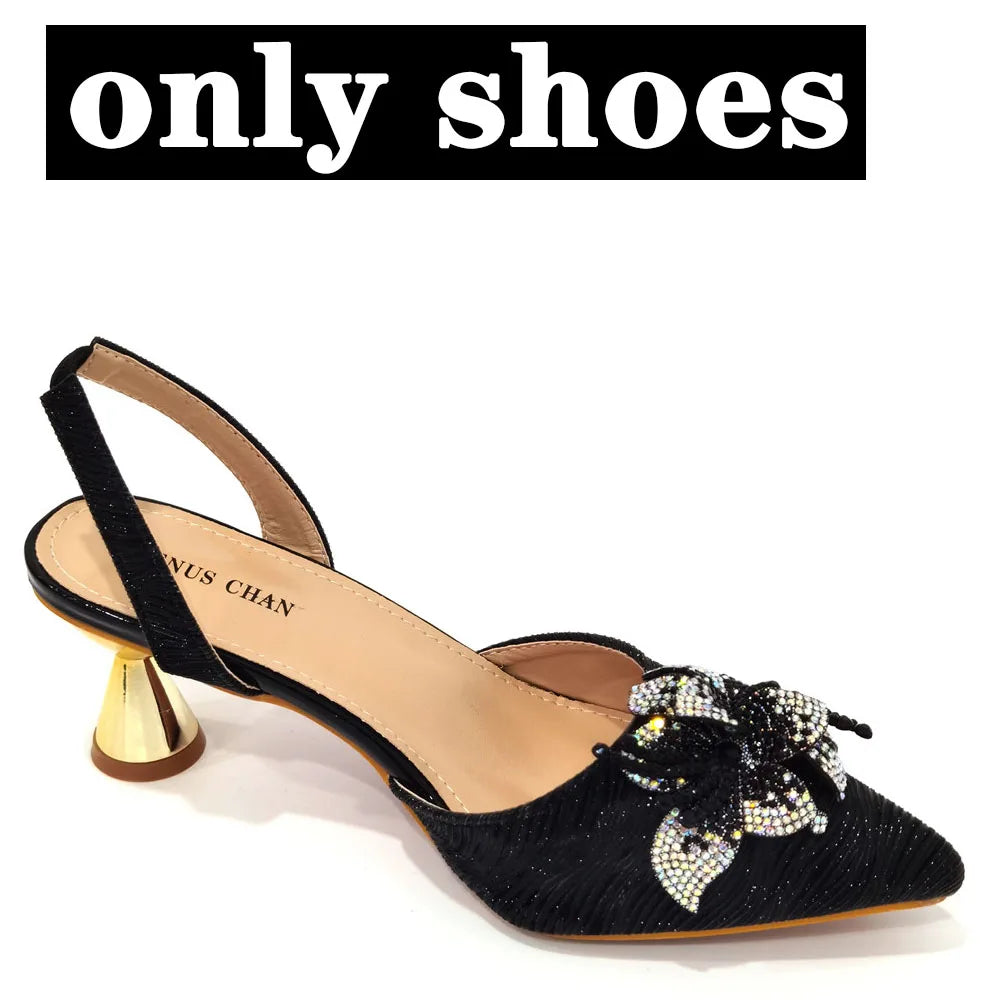 Pointed Rhinestone Stiletto High Heels Royal Pink Shoes And Bags Women