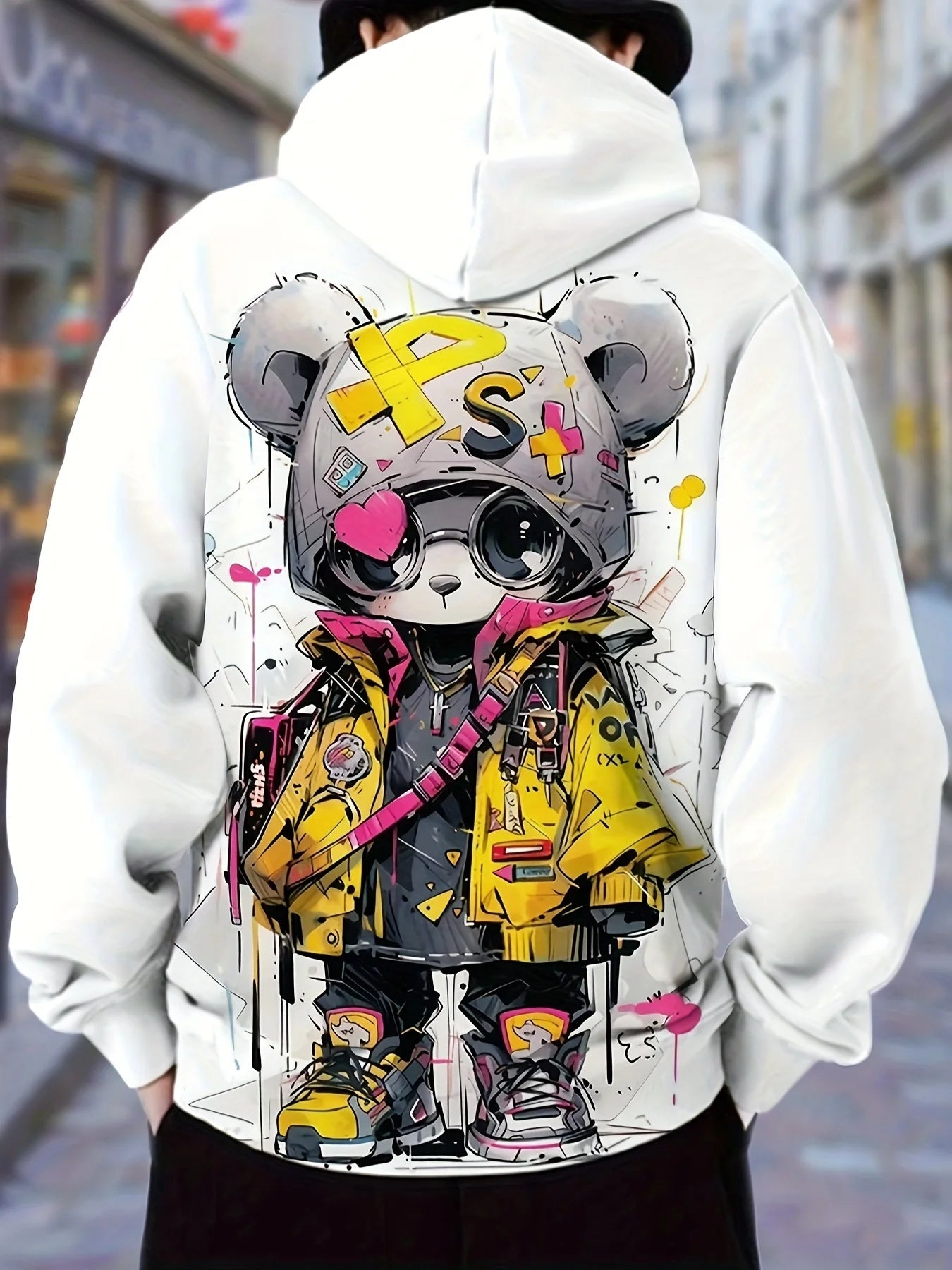 Cartoon Bear Printed Soft and Comfortable Hoodie