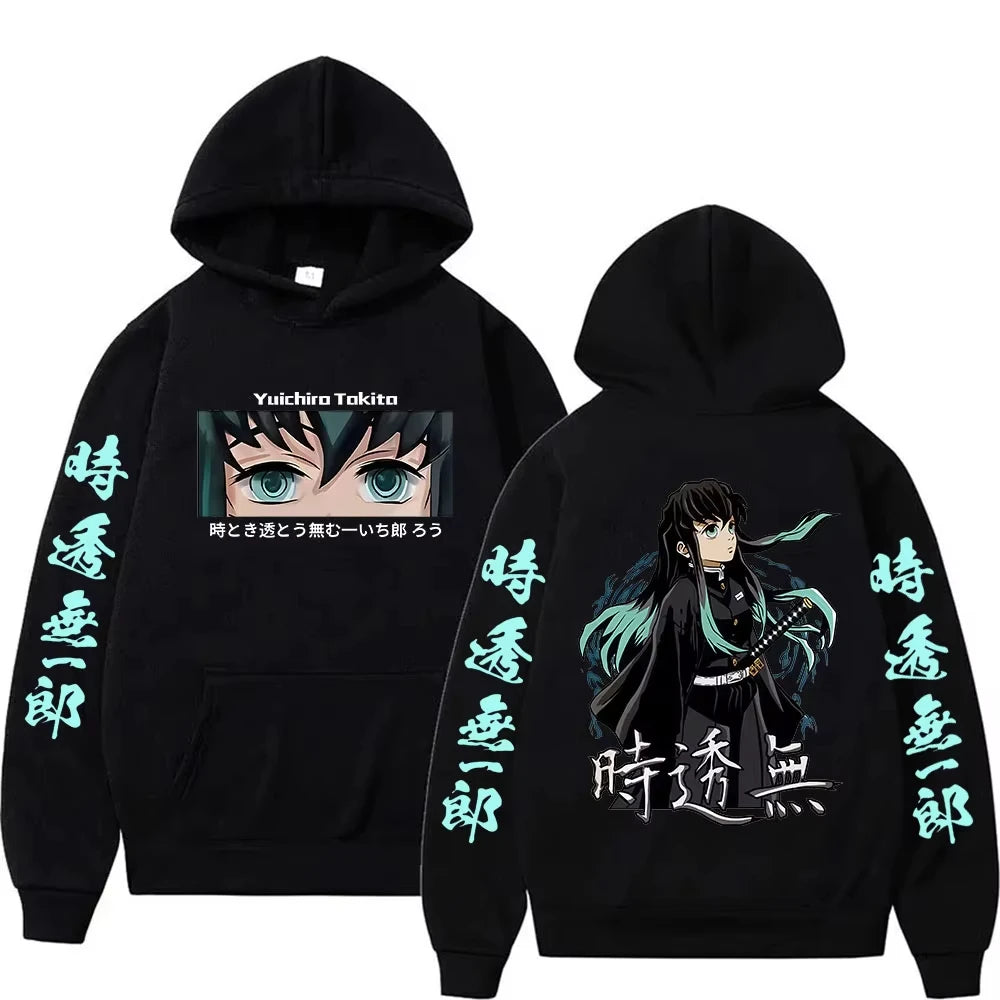 Hot Anime Demon Slayer Hoody Muichiro Tokito Fashion Pullover Sweatshirt Men Women Casual Autumn Winter Fleece Hoodie Streetwear