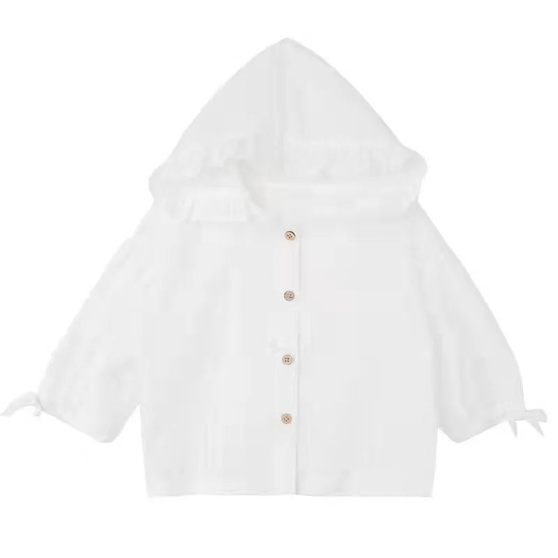 Girls Lace Sunscreen Coats Clothes 2025 Summer New Children's Breathable Thin Hooded Outerwear Kids Air Conditioner Shirt 1-5Y
