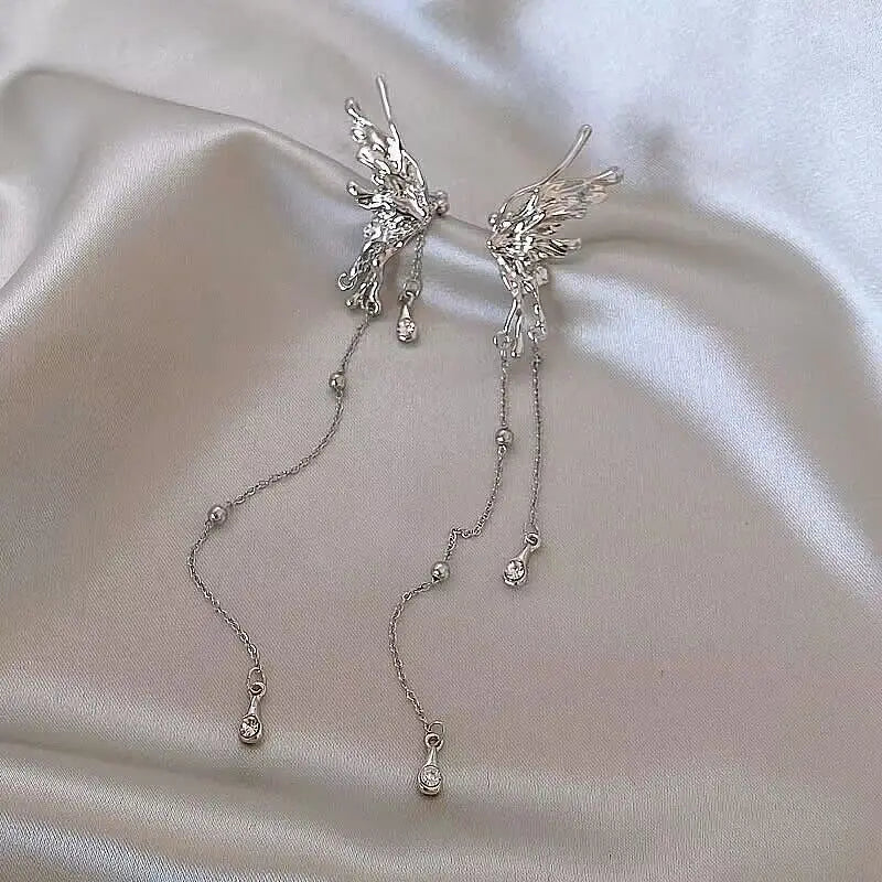 Exaggerated Rhinestone Long Tassel Earrings