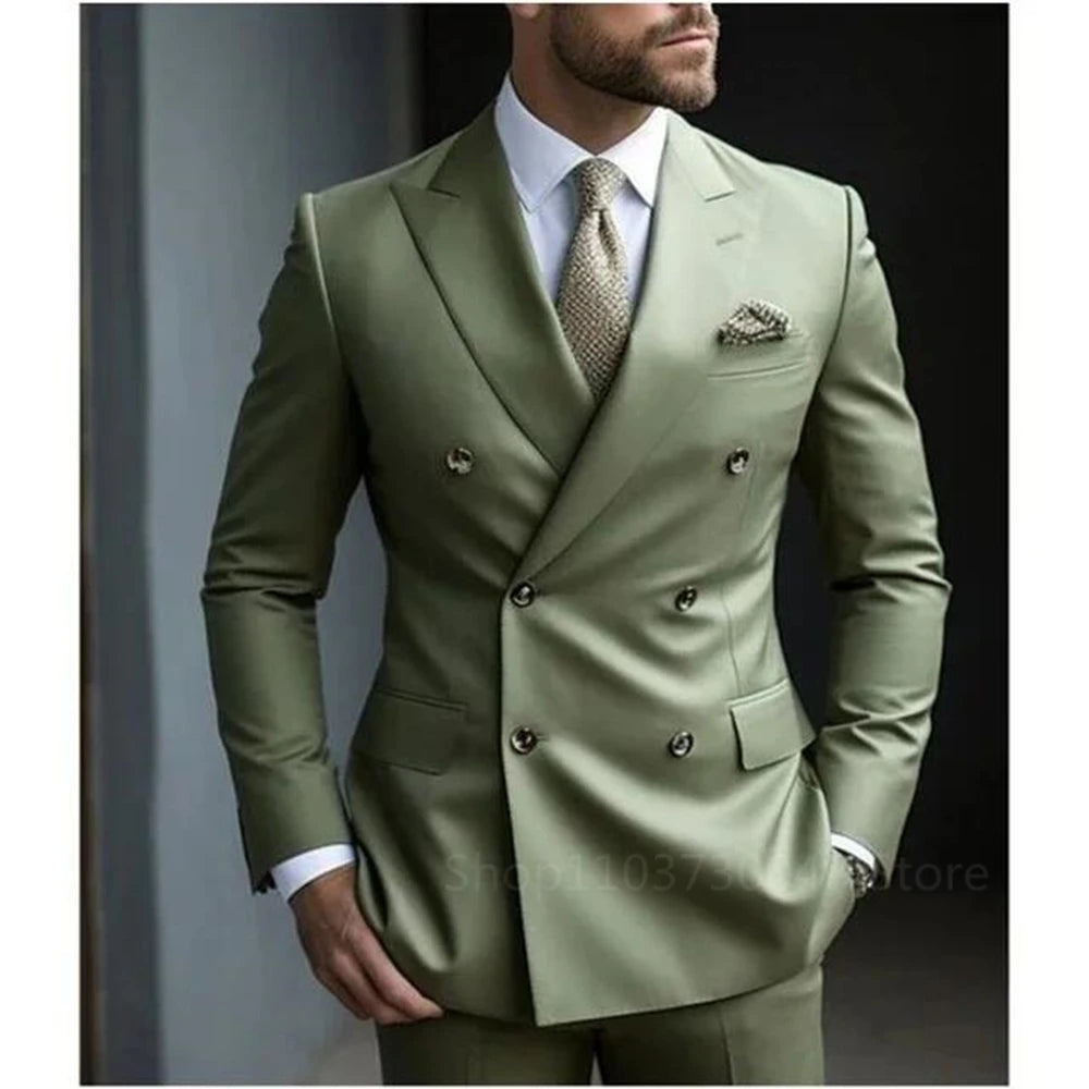 Solid 2 Pieces Men Suits