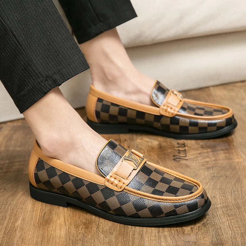 Men’s Genuine Leather Slip-On Shoes for Adults – Comfortable Beanie Style in Black, Brown, White