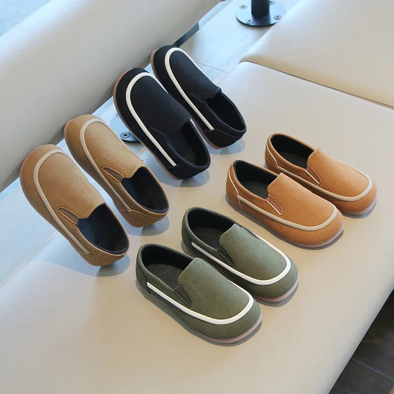 Boys Moccasins Toddlers Kids Loafers Slip-on Fashion New Spring Autumn Flock Fabric Children Casual Shoes Flats Anti-skid Soft