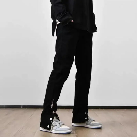Y2k Men’s Jeans Black Color Hip Hop Techwear Men Pants