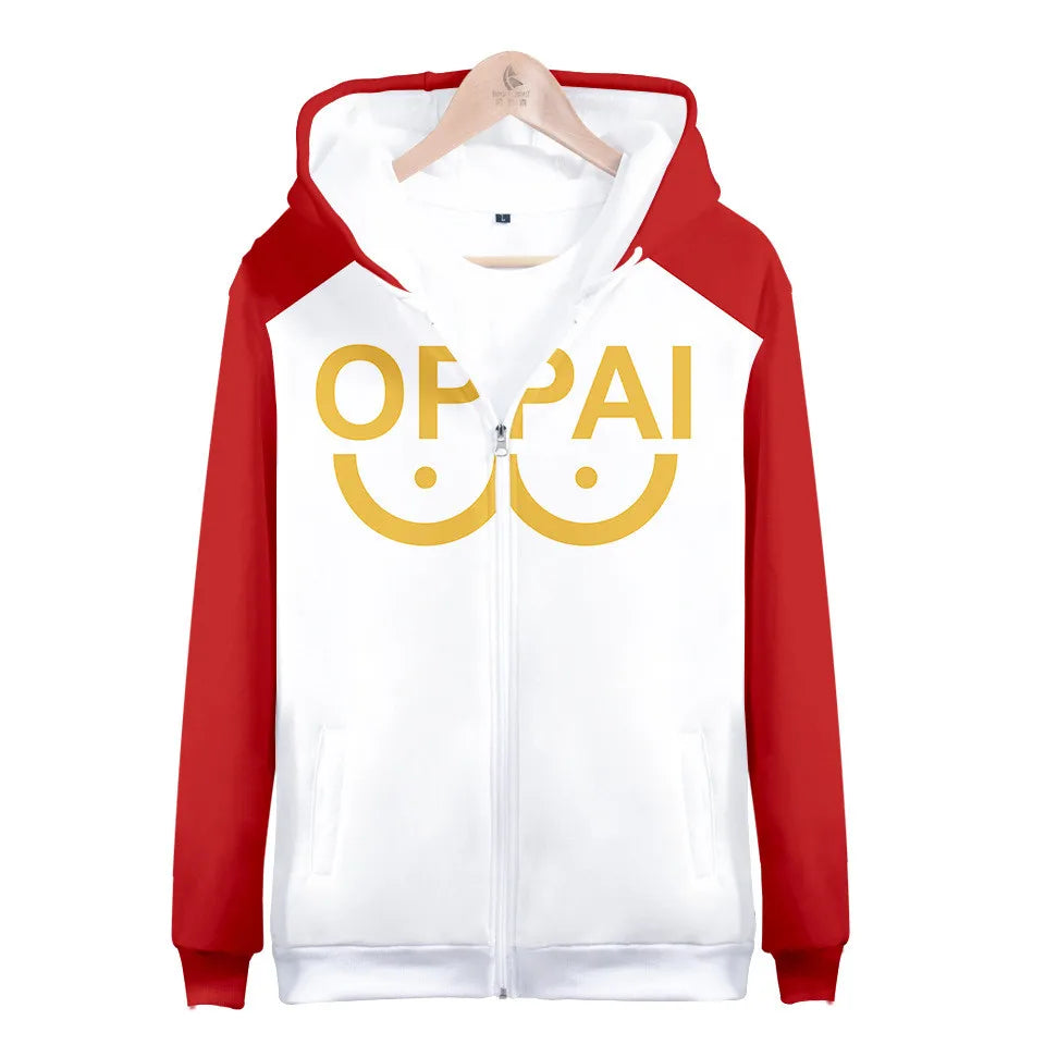 NEW Anime Saitama Oppai Hoodie Hooded Sweatshirt Hoodie Cosplay Costume Fleece Fashion Harajuku Jacket and Coat Brand Clothes