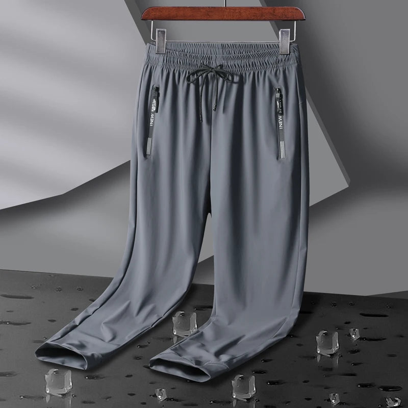 Men Sport Pants Ice Silk Jogging Thin Sweatpants