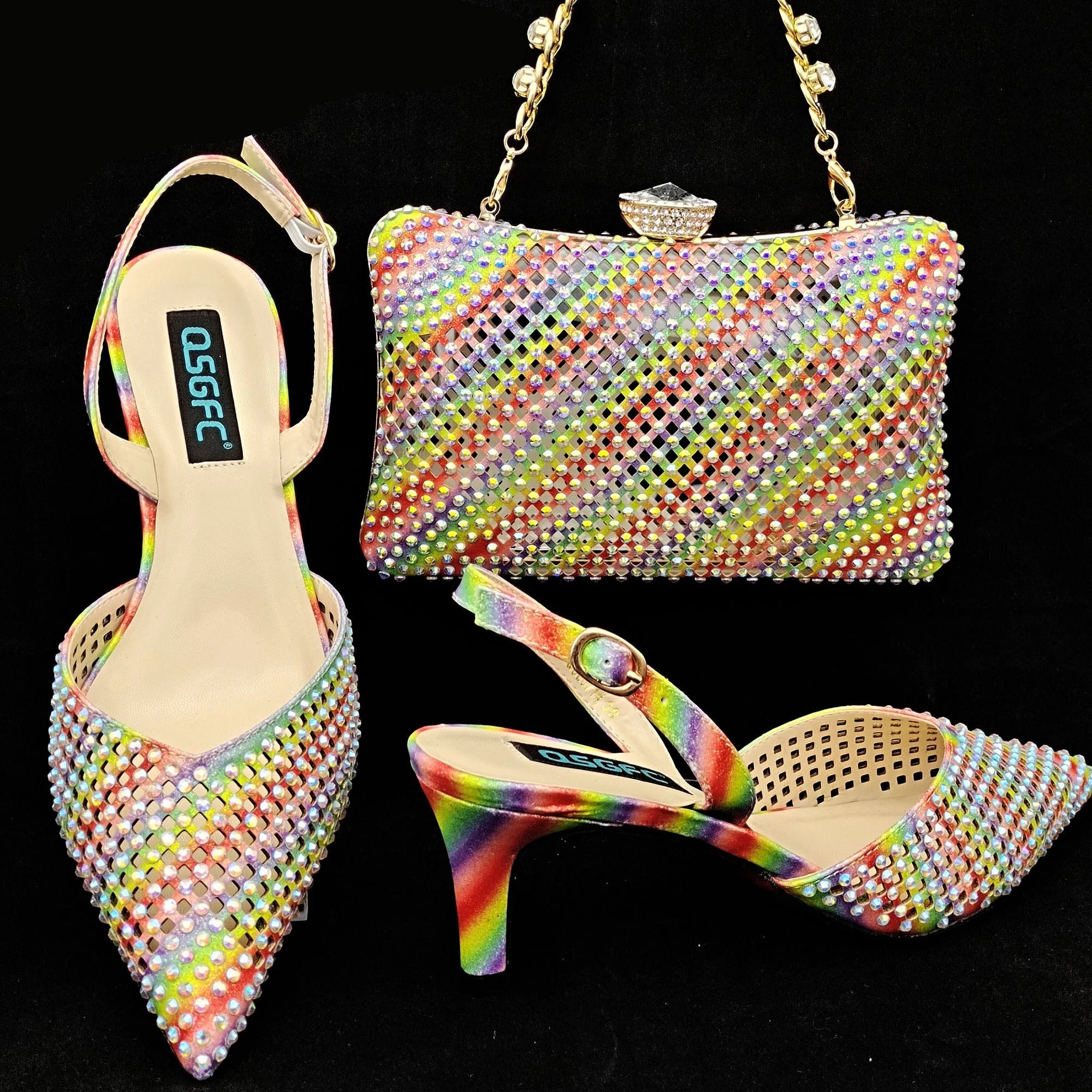 Bag And Comfortable Mid-heel Hollow Pointed Shoes Are Suitable For parties