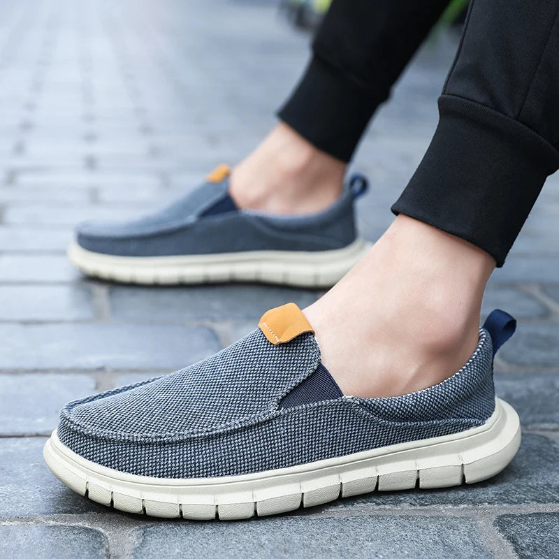British Style Men Canvas Outdoor Casual Loafers Fashion Slip on Soft Flats Simple Comfy Handmade Driving Boat Shoe Designer Shoe