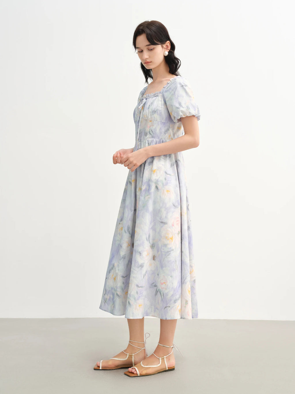DUSHU French romantic oil painting skirt 2025 summer new product temperament sweet waist dress 25DS82735