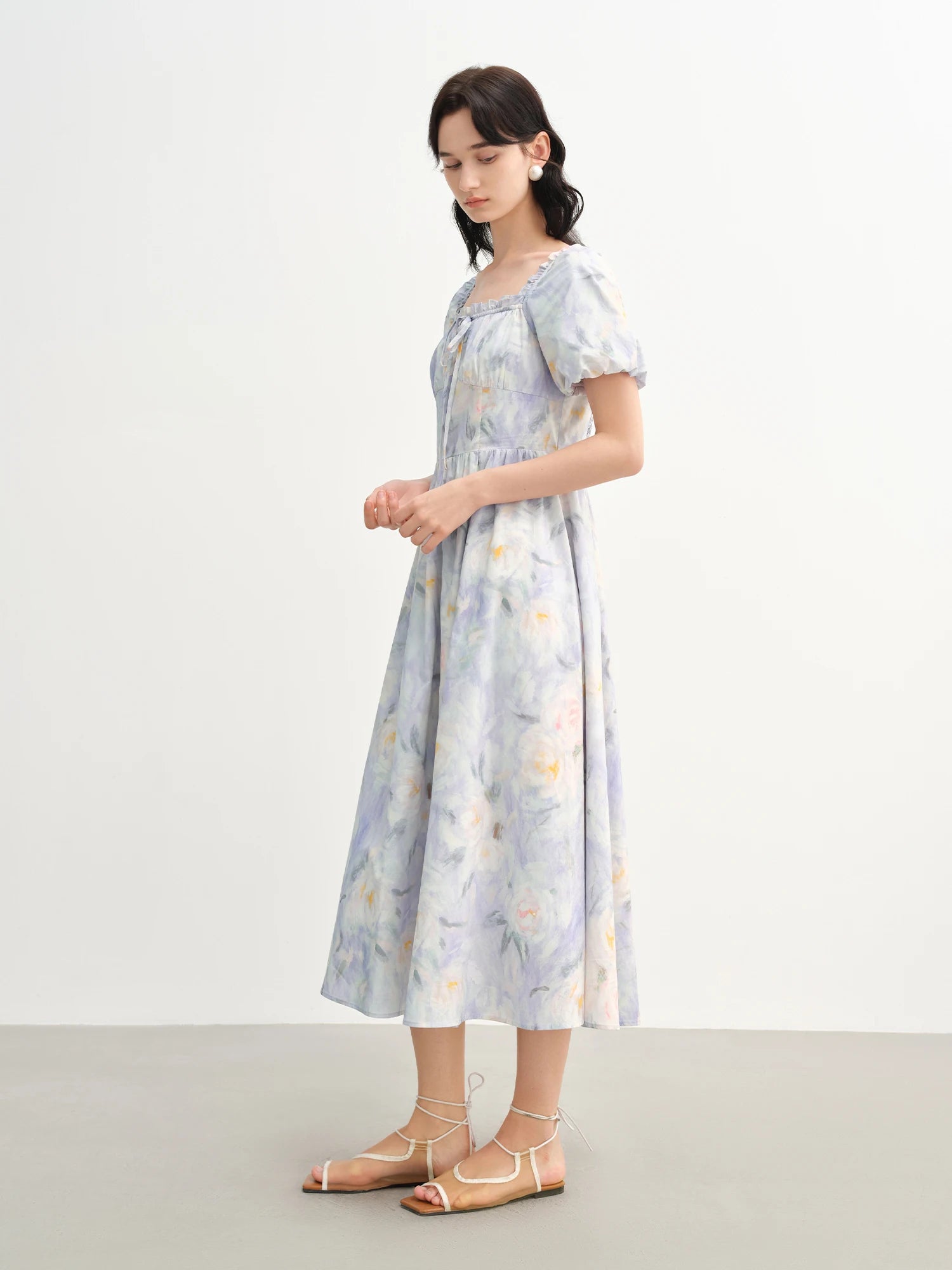 DUSHU French romantic oil painting skirt 2025 summer new product temperament sweet waist dress 25DS82735