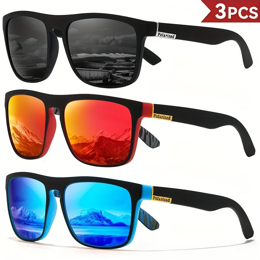 1-4 Paires de Lunettes de Soleil de Sport Polarisées Carrées Classiques pour Homme Monture Légère en PC Anti-UV400 pour Conduite Pêche Cyclisme Unisexe Durabilité