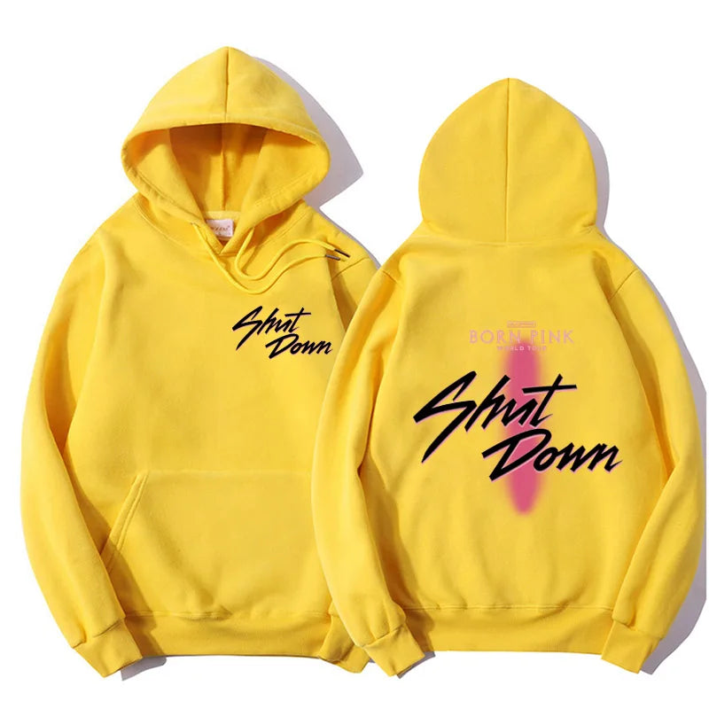 Shut Down Kpop Hoodie Student Funny Jisoo Lisa Rose Jennie Loog Sleeve Men Women Winter Warm Fashion Trend Gift Sweatshirts