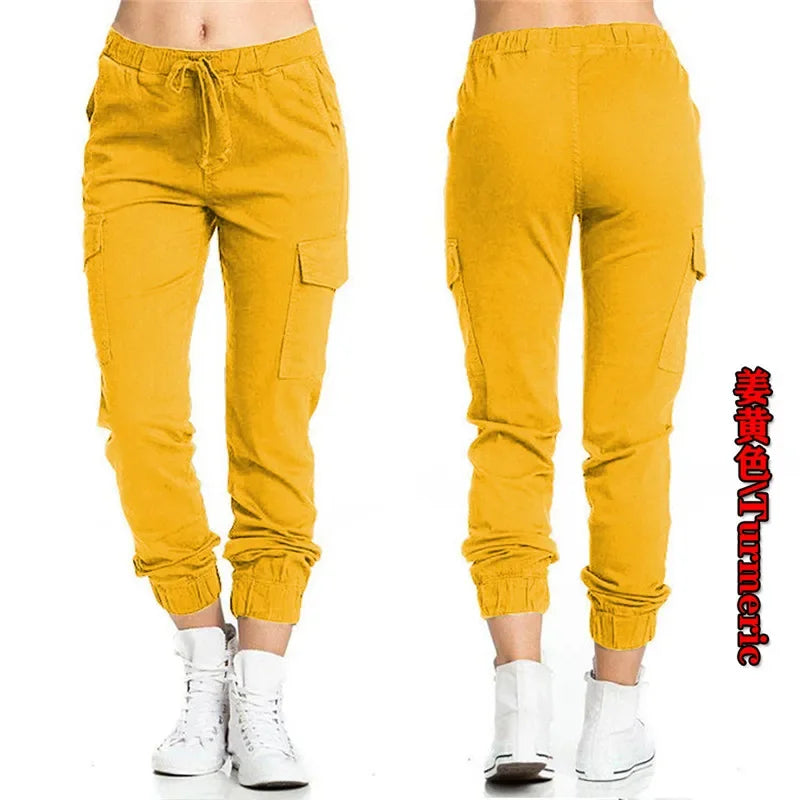 Women's Cargo Pants Multi-Pocket Drawstring Elastic Waist