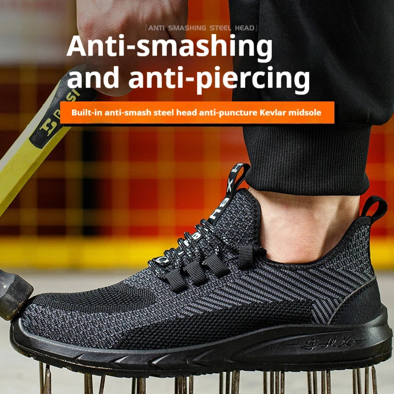 Men Steel Toe Work Shoes Lightweight Breathable Work Sneakers