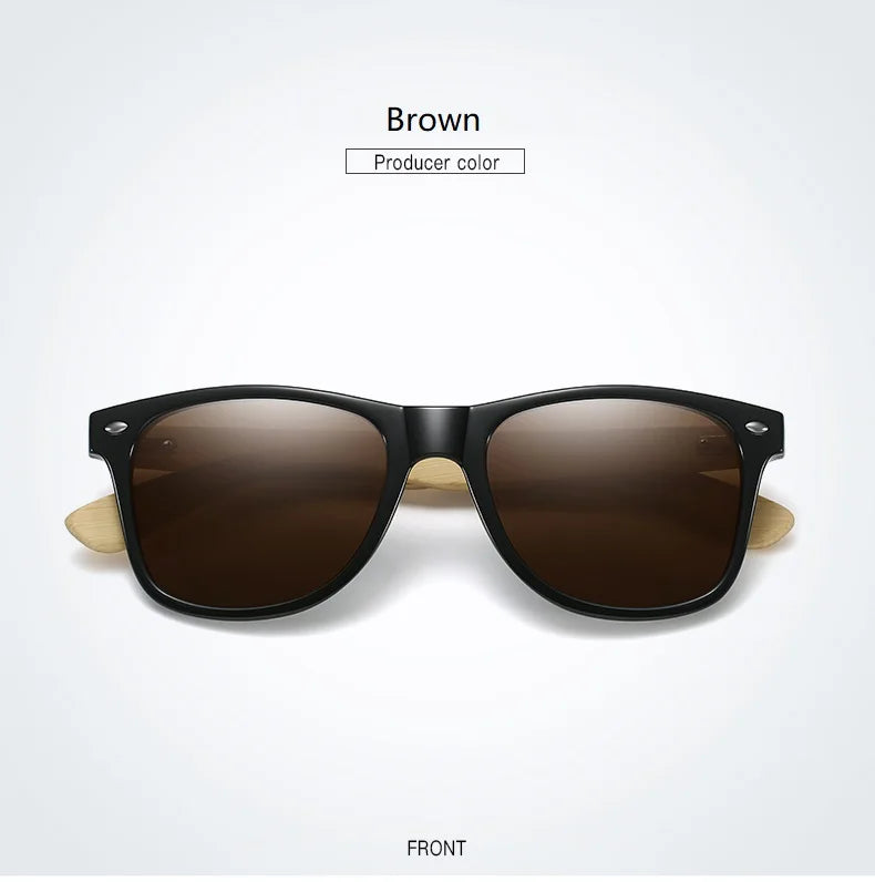 Fashion Bamboo Wood Vintage Square Sunglasses Men Women Luxury Brand Designer Sun Glasses Wooden Driving Fishing Eyewear