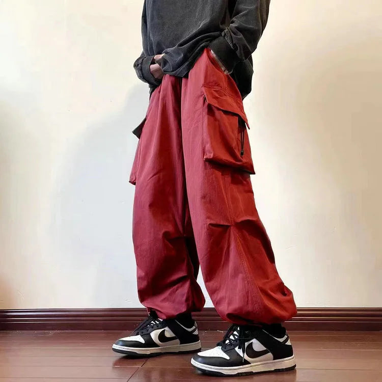 Casual Men Elastic Waist Cargo Pants